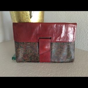 Furla Vintage Paisley Leather Clutch